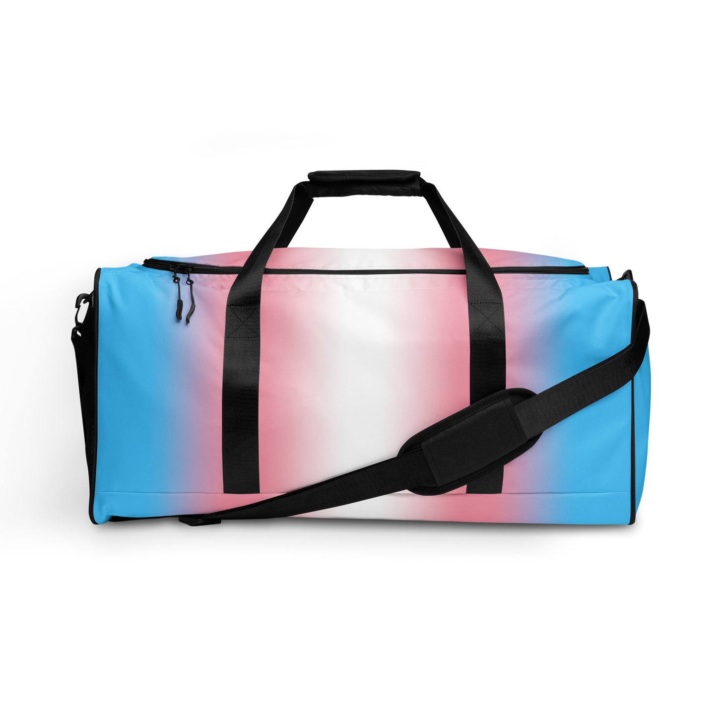 Transgender Trans Pride Weekender Duffel Bag - Ombre Multi Transgender all-over-print-duffle-bag-white-front-642cd82ba422c