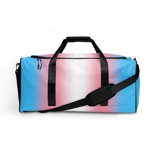 Transgender Trans Pride Weekender Duffel Bag - Ombre Multi Transgender all-over-print-duffle-bag-white-front-642cd82ba422c