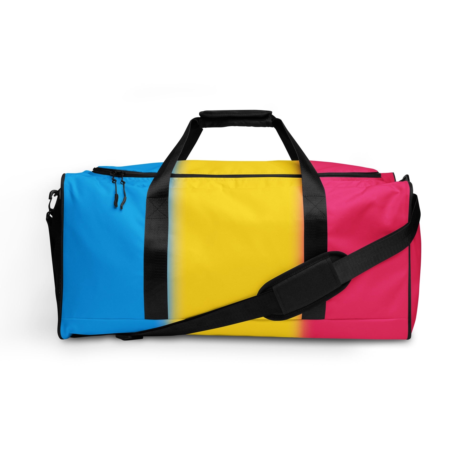 Pansexual Pan Pride Weekender Duffel Bag - Ombre Multi Pansexual all-over-print-duffle-bag-white-front-642cd9f5dbcee