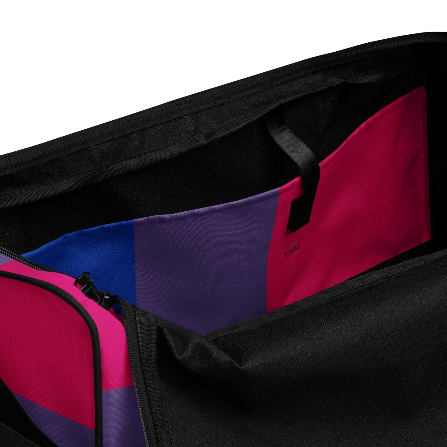 Bisexual Bi Pride Flag Weekender Duffel Bag all-over-print-duffle-bag-white-inside-pocket-63707ce0a27ed