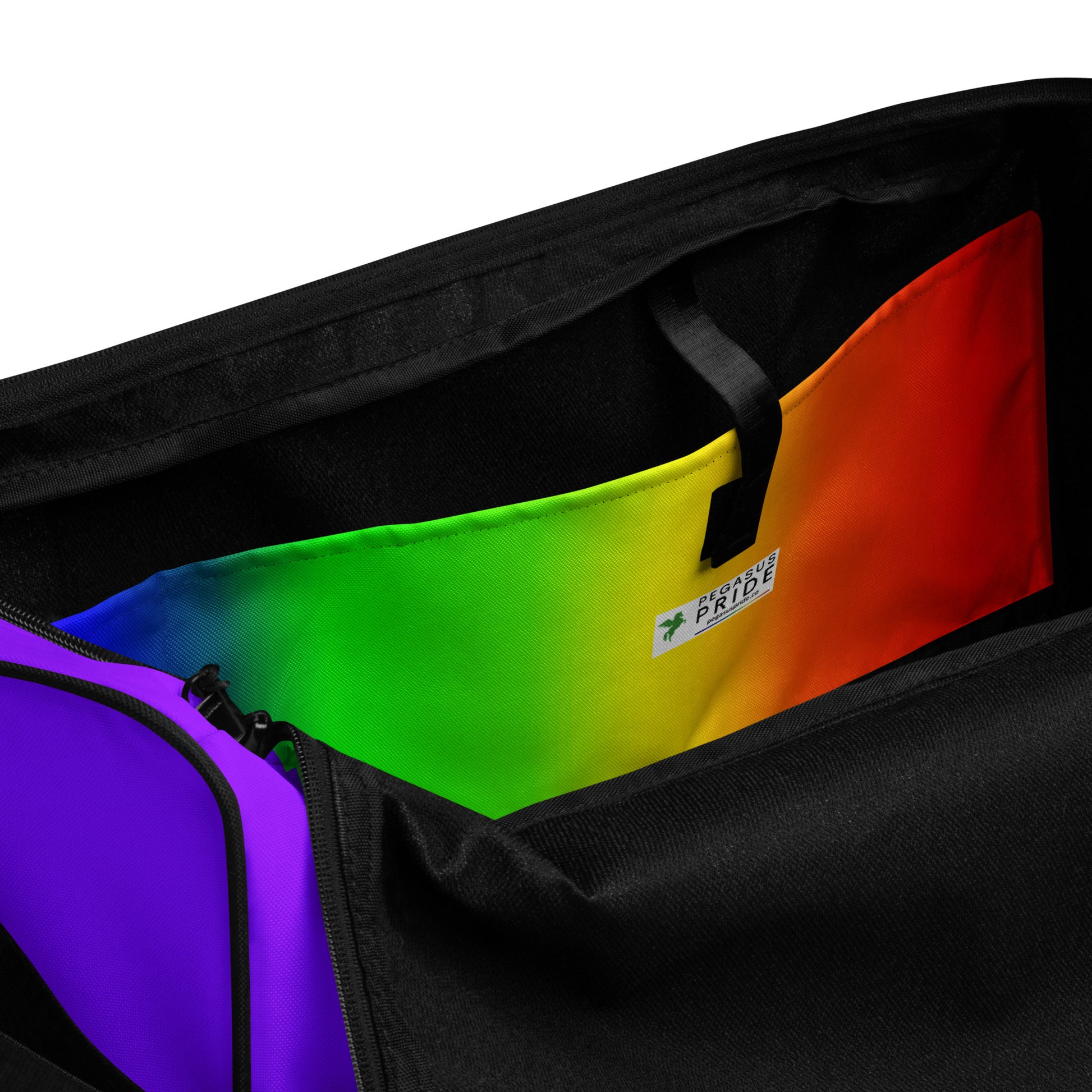 LGBTQ Pride Duffel Bag - Ombre all-over-print-duffle-bag-white-inside-pocket-642cd71b8fec1