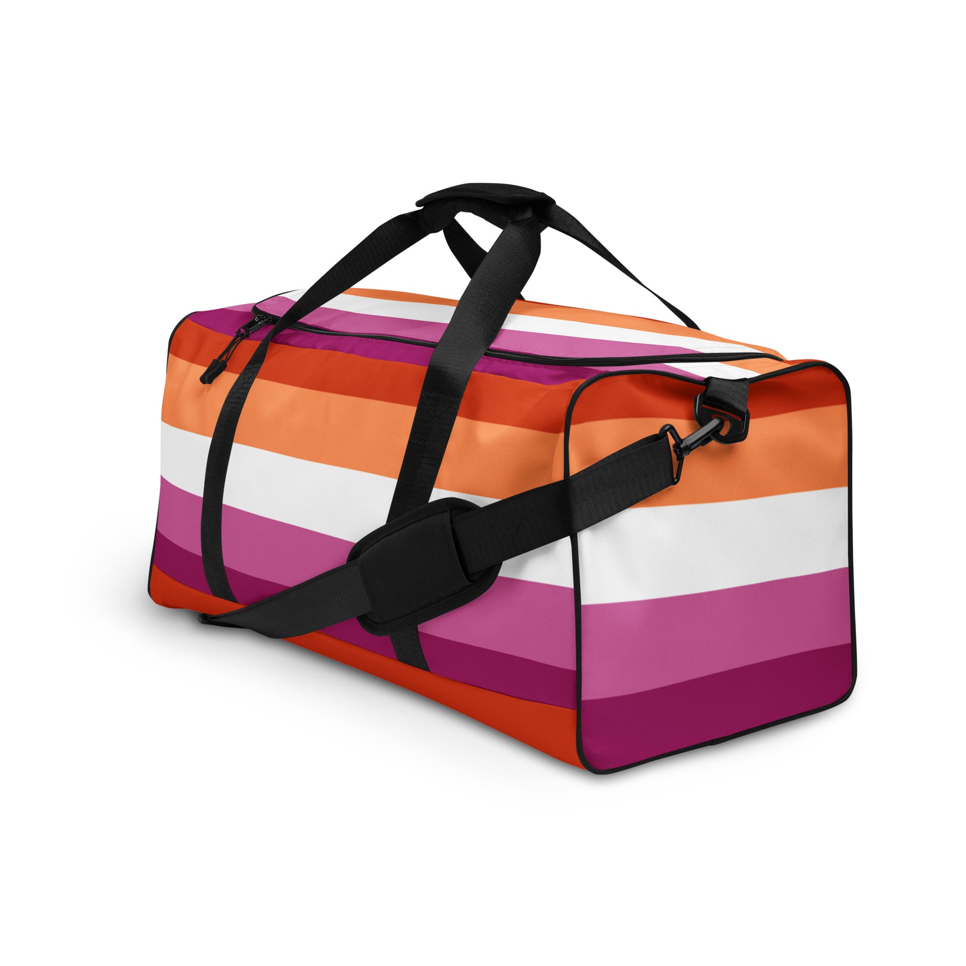 Lesbian Pride Flag Weekender Duffel Bag all-over-print-duffle-bag-white-left-front-637072df75a12