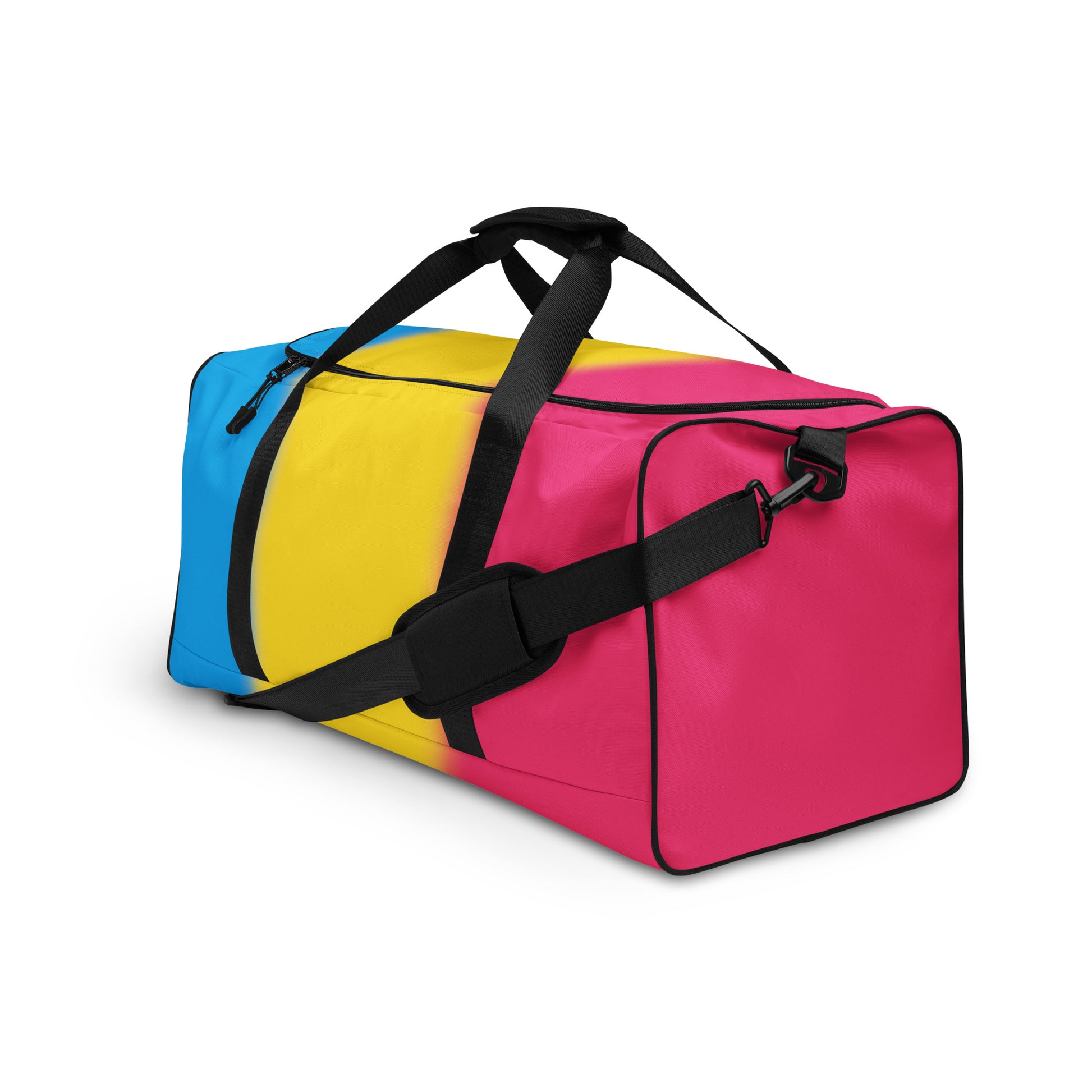 Pansexual Pan Pride Weekender Duffel Bag - Ombre all-over-print-duffle-bag-white-left-front-642cd9f5de833