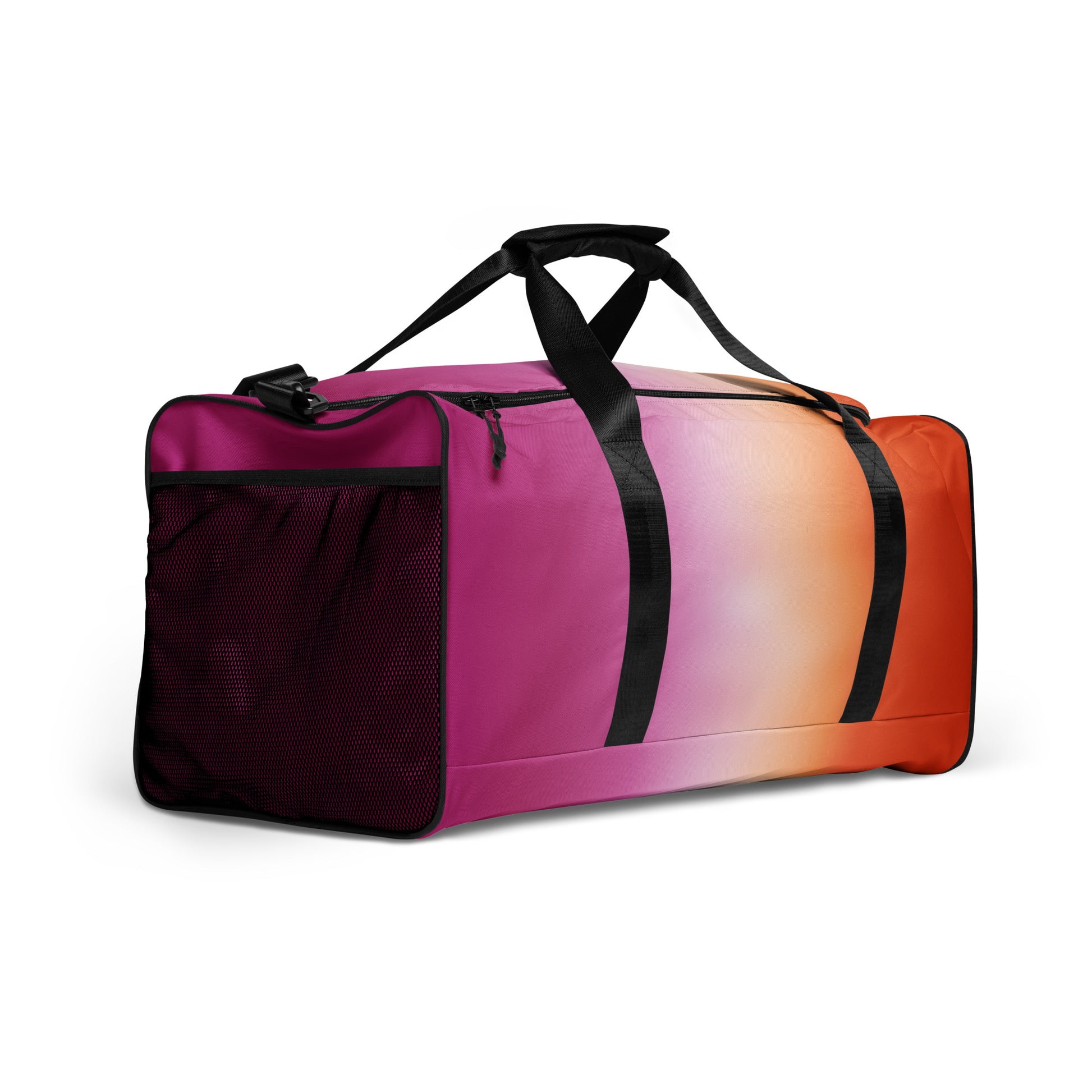 Lesbian Pride Weekender Duffel Bag - Ombre all-over-print-duffle-bag-white-right-front-642cd7833fcc1