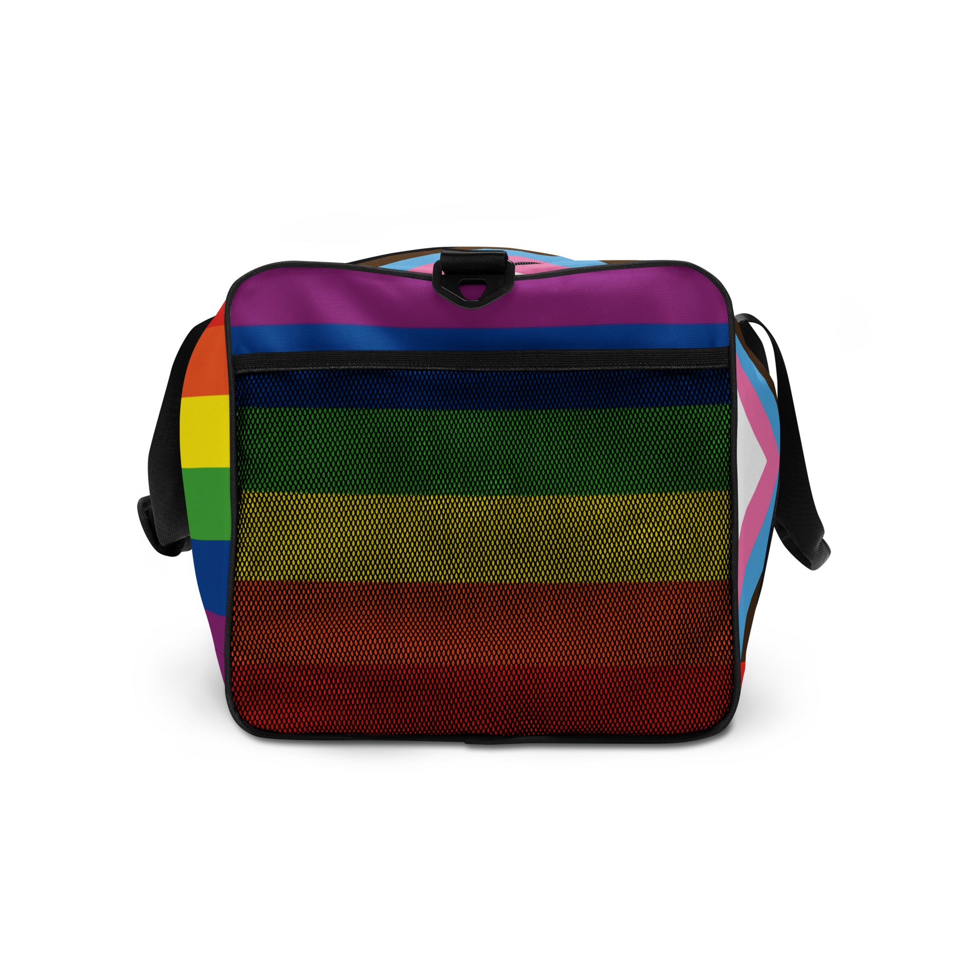 LGBTQ Pride Flag Weekender Duffel Bag - Progress Pride Daniel Quasar all-over-print-duffle-bag-white-right-side-63707d416fa6b