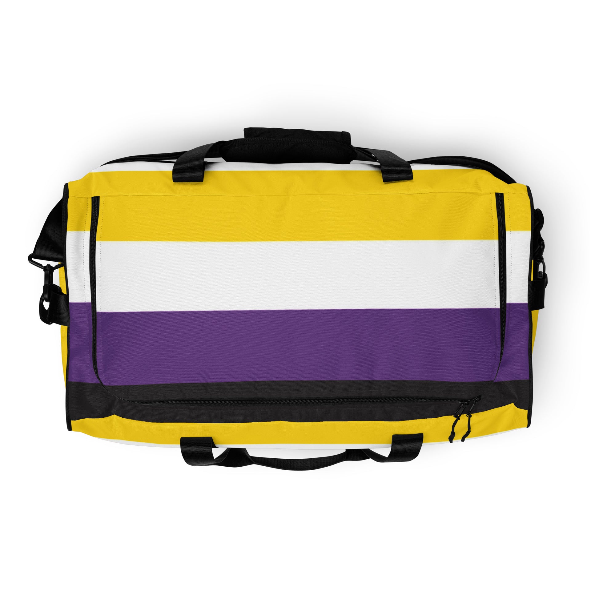 Nonbinary Enby Pride Flag Weekender Duffel Gym Bag all-over-print-duffle-bag-white-top-63707337a0f31