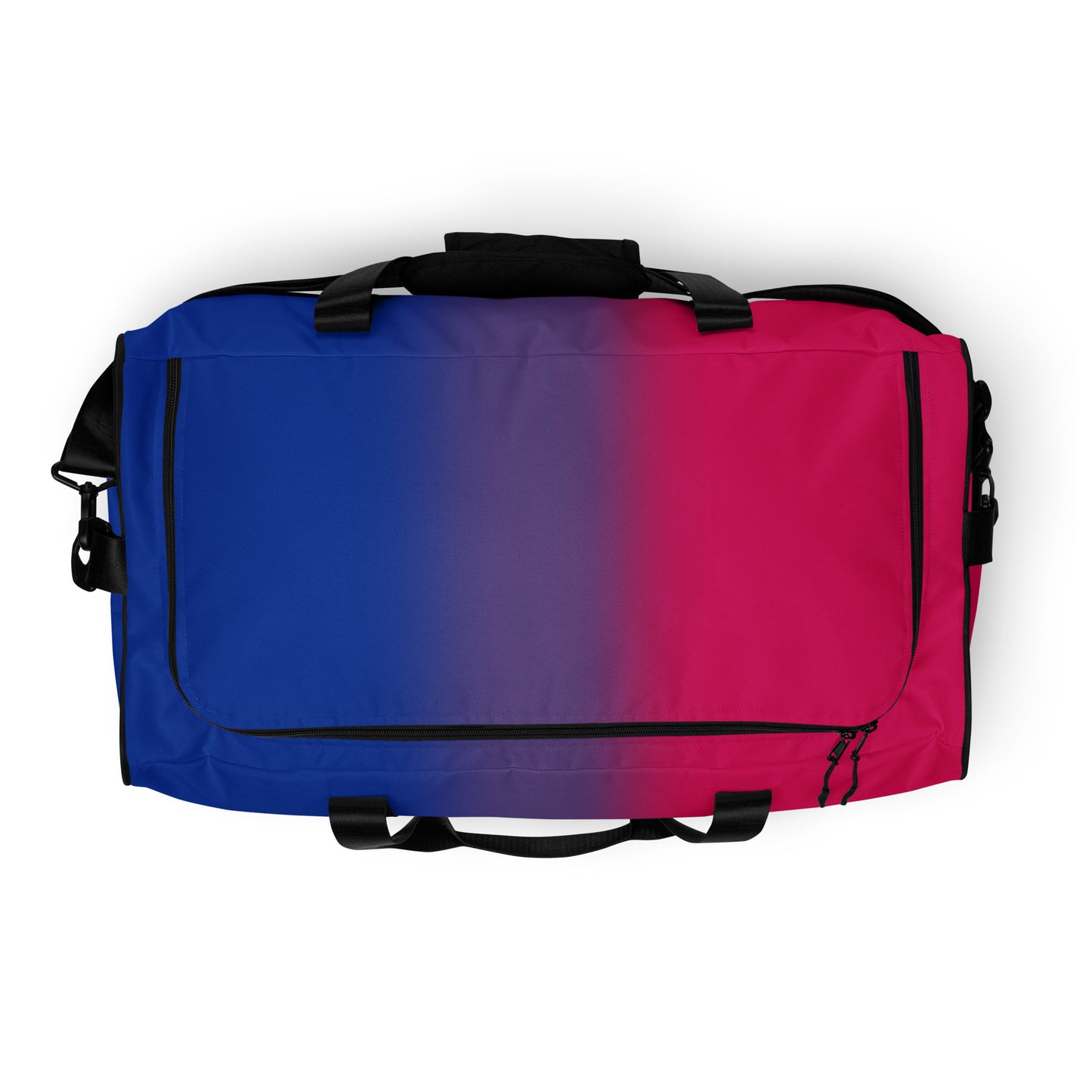 Bisexual Bi Pride Weekender Duffle Bag in Ombre all-over-print-duffle-bag-white-top-642cd7fbac1e1