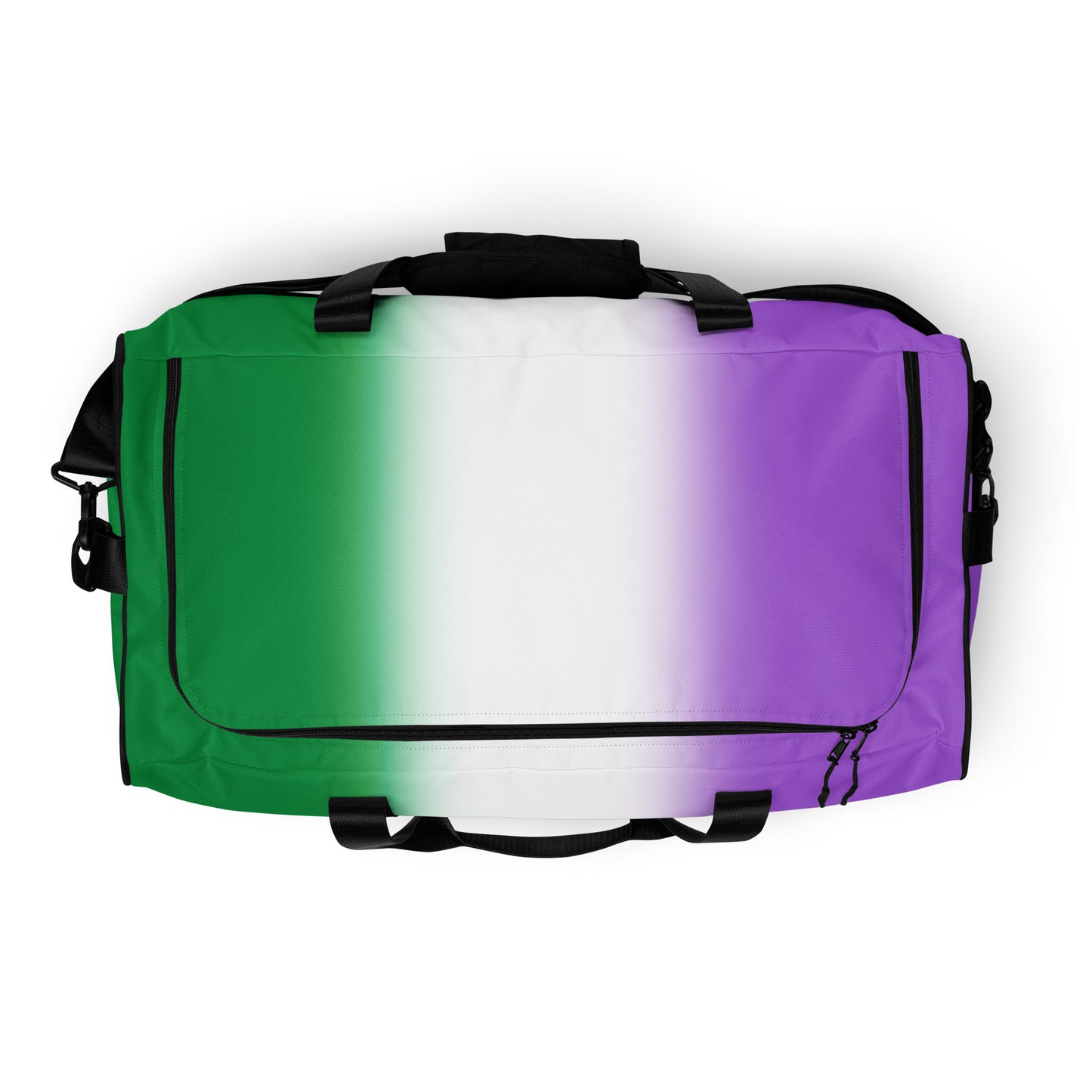 Genderqueer Pride Weekender Duffel Bag - Ombre all-over-print-duffle-bag-white-top-642cd98220d4a