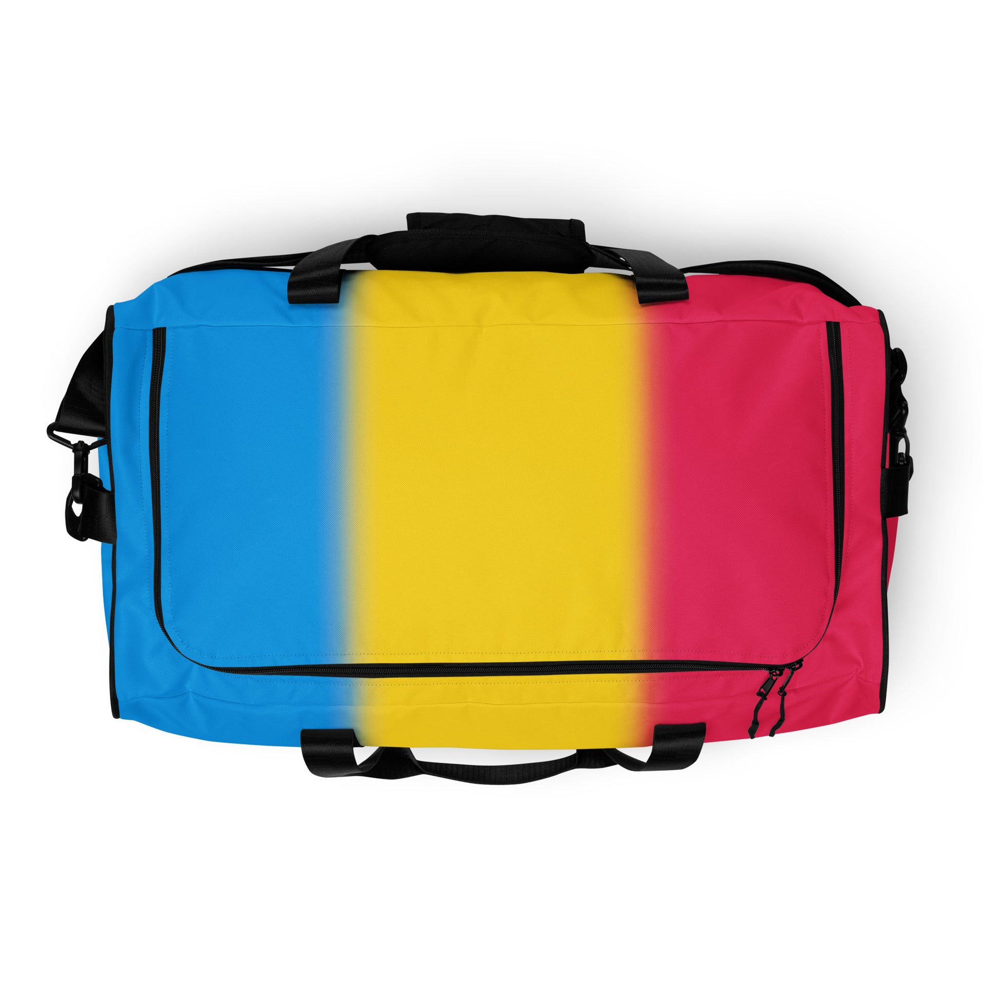 Pansexual Pan Pride Weekender Duffel Bag - Ombre all-over-print-duffle-bag-white-top-642cd9f5debde