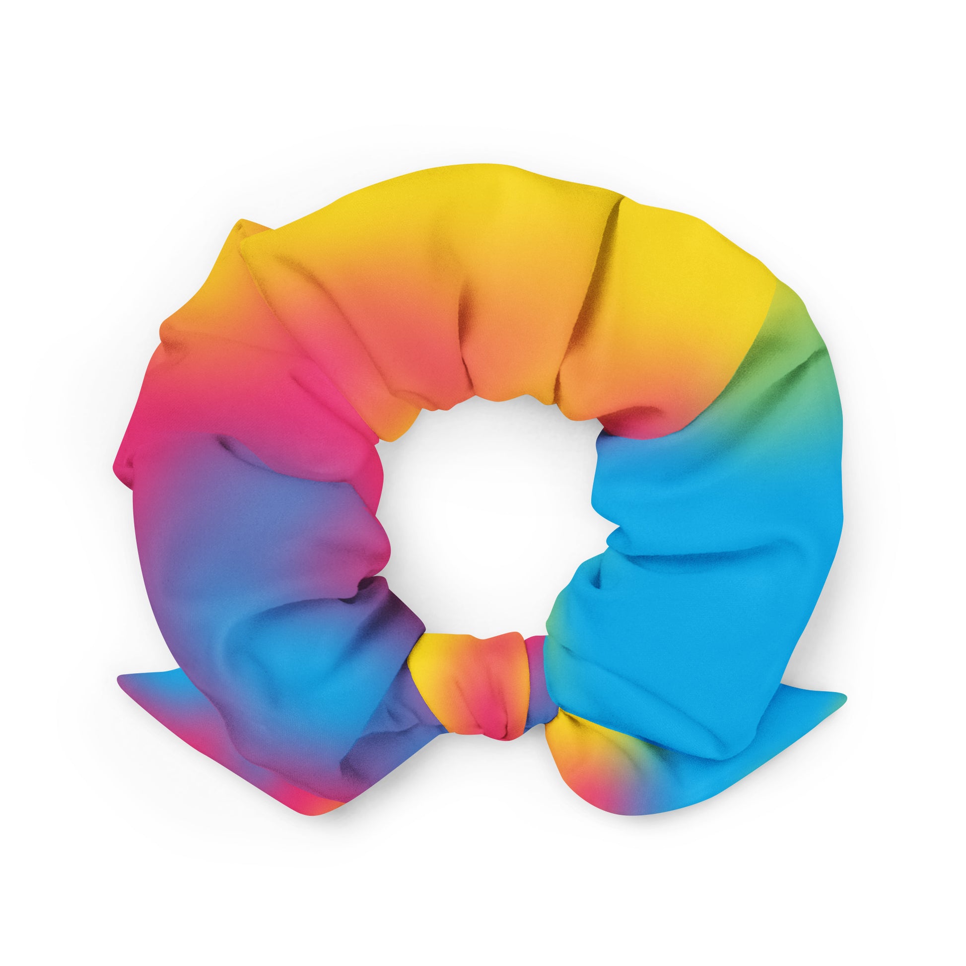 Pansexual Pan Pride Recycled Hair Scrunchie all-over-print-recycled-scrunchie-white-back-638d298211ee7