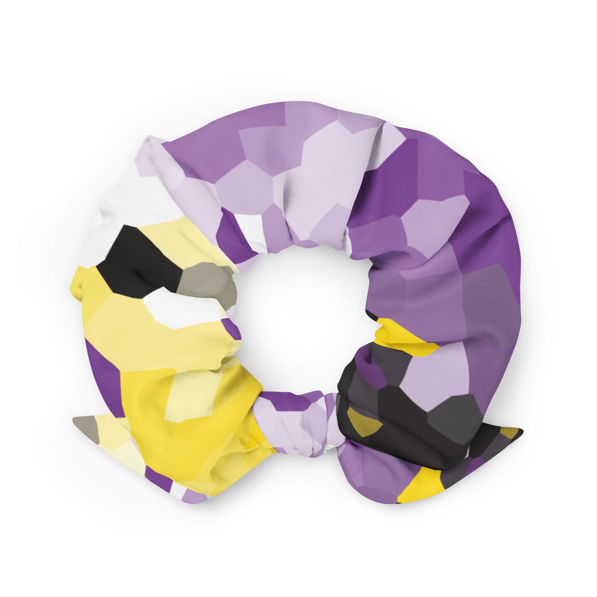 Nonbinary Enby Pride Recycled Hair Scrunchie all-over-print-recycled-scrunchie-white-back-638d2a5dac356