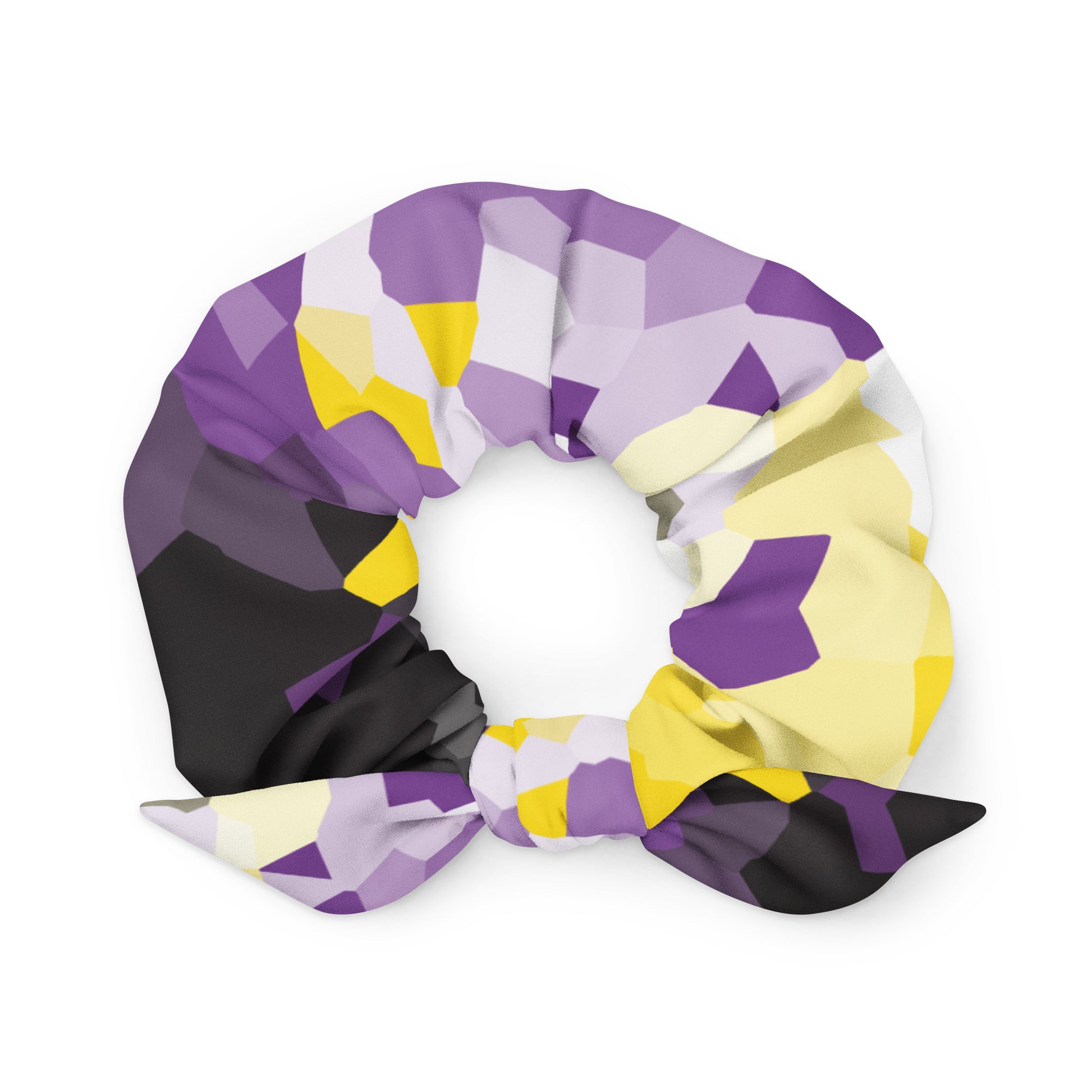 Nonbinary Enby Pride Recycled Hair Scrunchie Nonbinary all-over-print-recycled-scrunchie-white-front-638d2a5dabb64