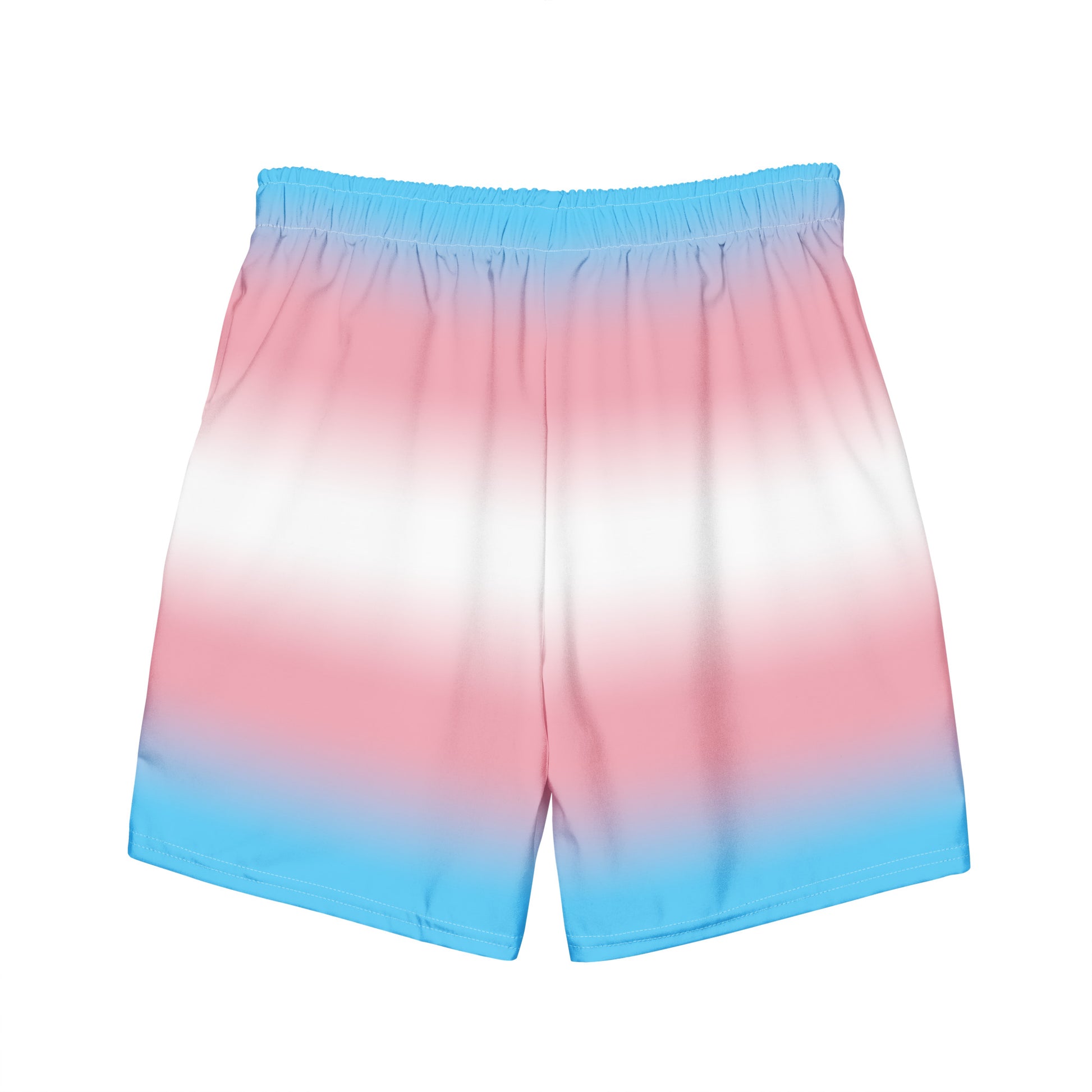 Transgender Trans Pride Men's Style Swim Trunks Bathing Suit - Ombre all-over-print-recycled-swim-trunks-white-back-643d7c312cb7f