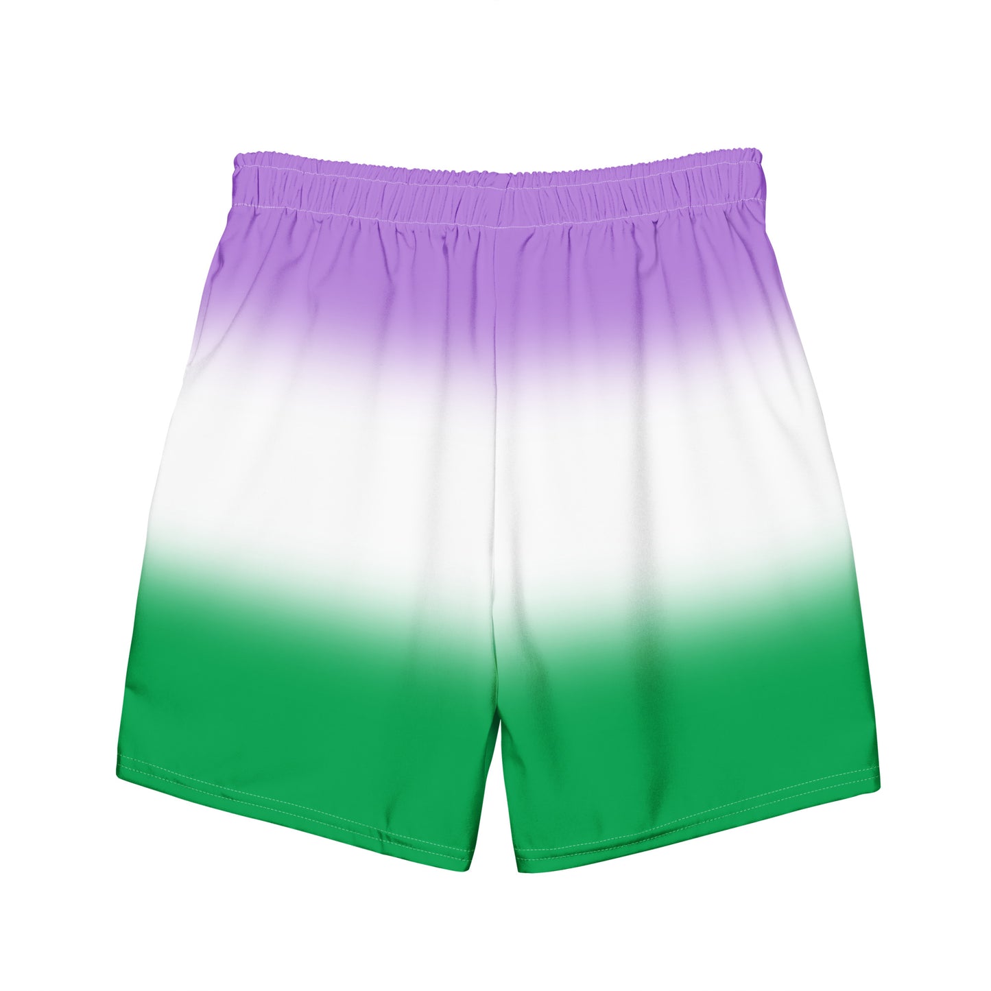 Genderqueer Pride Men's Style Swim Trunks - Ombre all-over-print-recycled-swim-trunks-white-back-643d7e354639d