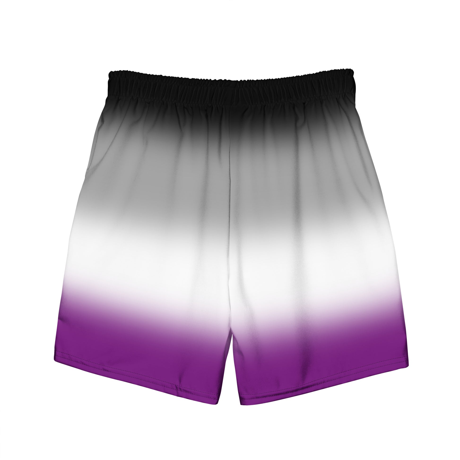 Asexual Ace Pride Men's Style Swim Trunks in Ombre all-over-print-recycled-swim-trunks-white-back-643d8030a6626