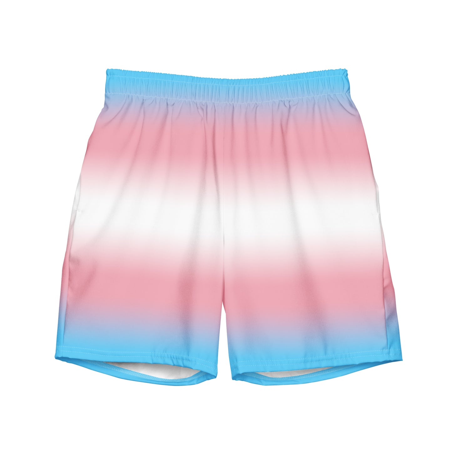 Transgender Trans Pride Men's Style Swim Trunks Bathing Suit - Ombre Multi Transgender all-over-print-recycled-swim-trunks-white-front-643d7c312bed5