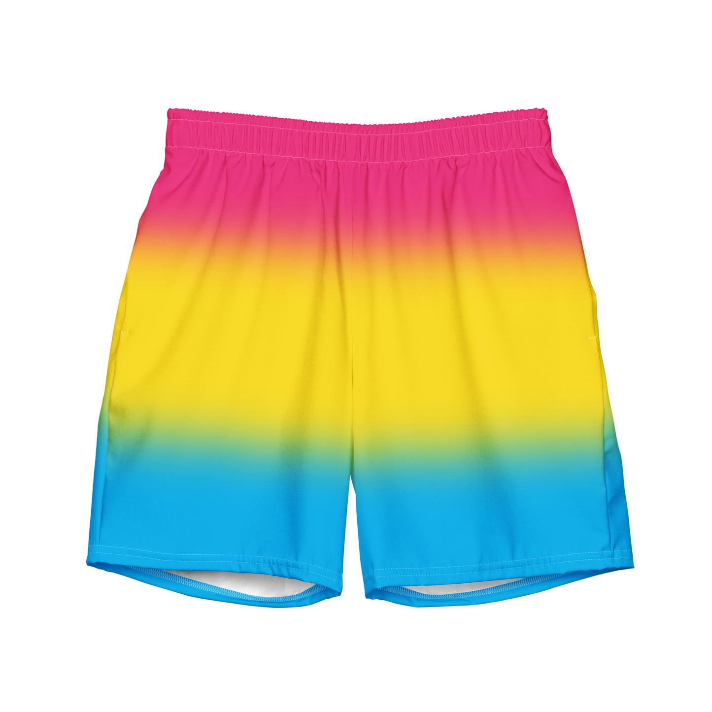 Pansexual Pan Pride Men's Style Swim Trunks - Ombre Multi Pansexual all-over-print-recycled-swim-trunks-white-front-643d7d57a7610