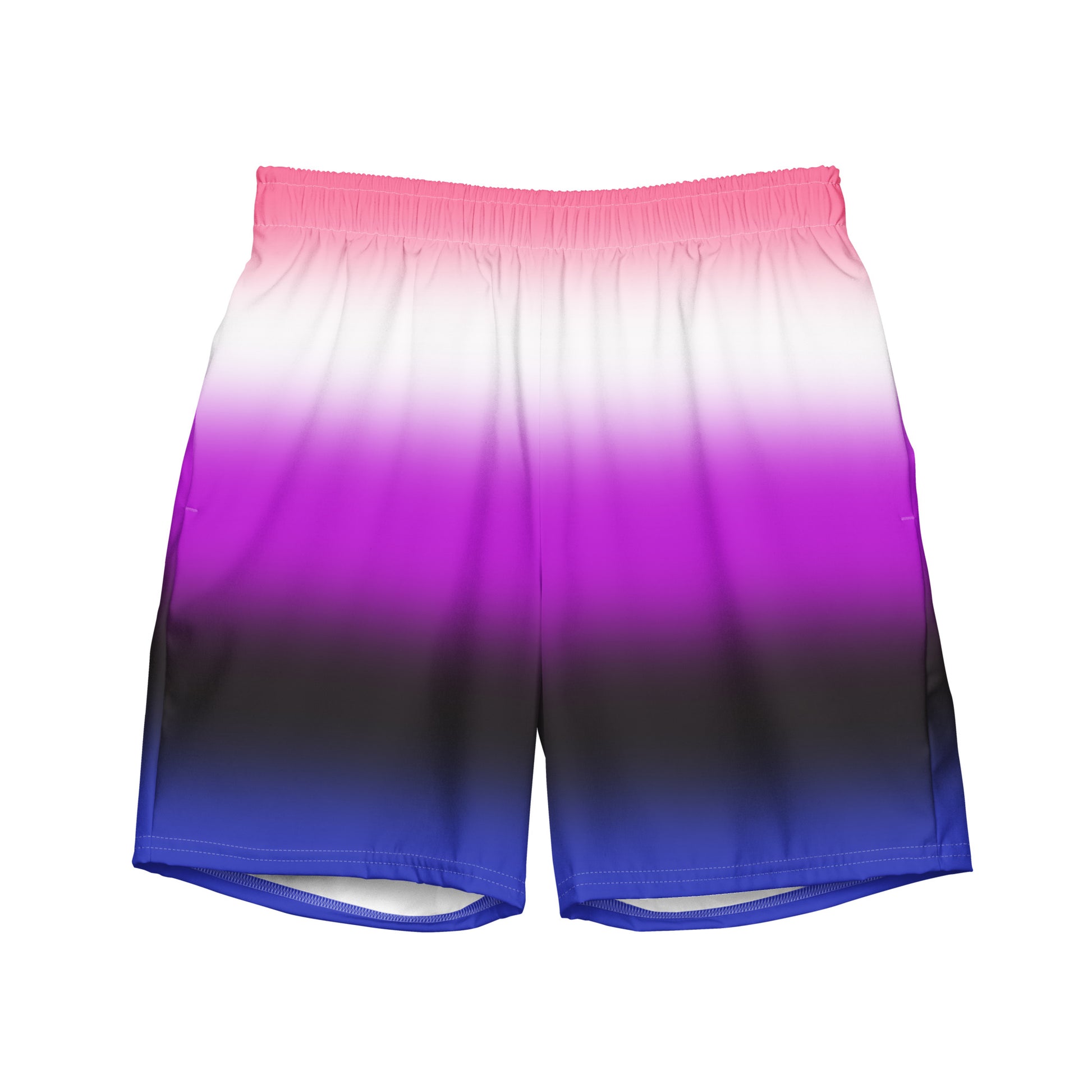 Genderfluid Pride Men's Style Swim Trunks - Ombre Multi Genderfluid all-over-print-recycled-swim-trunks-white-front-643d7e8f6a325