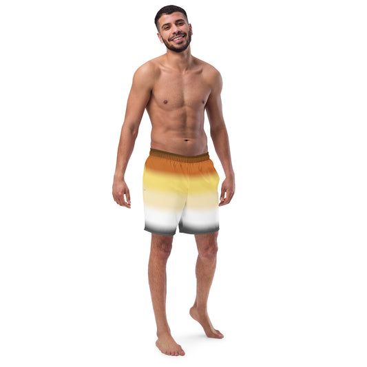 Gay Bear Pride Men's Swim Trunks - Ombre all-over-print-recycled-swim-trunks-white-front-643d7fe6699ad Trunks