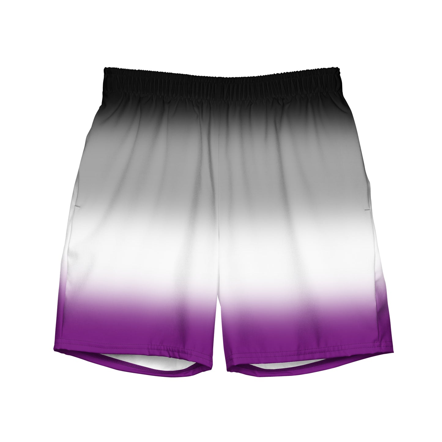 Asexual Ace Pride Men's Style Swim Trunks in Ombre Multi Asexual all-over-print-recycled-swim-trunks-white-front-643d8030a593d