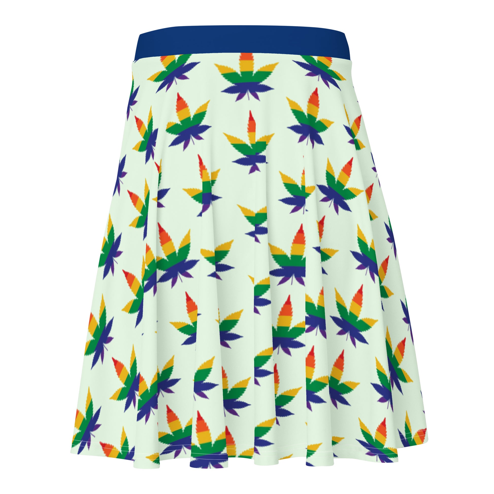 LGBTQ Pride Skater Skirt - Rainbow Weed all-over-print-skater-skirt-white-back-64419ec741f62