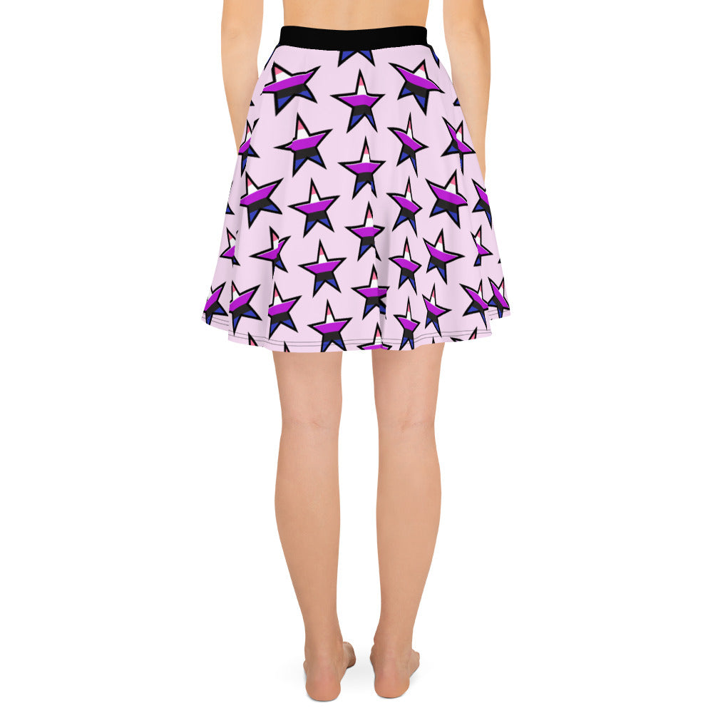 Genderfluid Pride Skater Skirt - Star all-over-print-skater-skirt-white-back-64419f89e191c