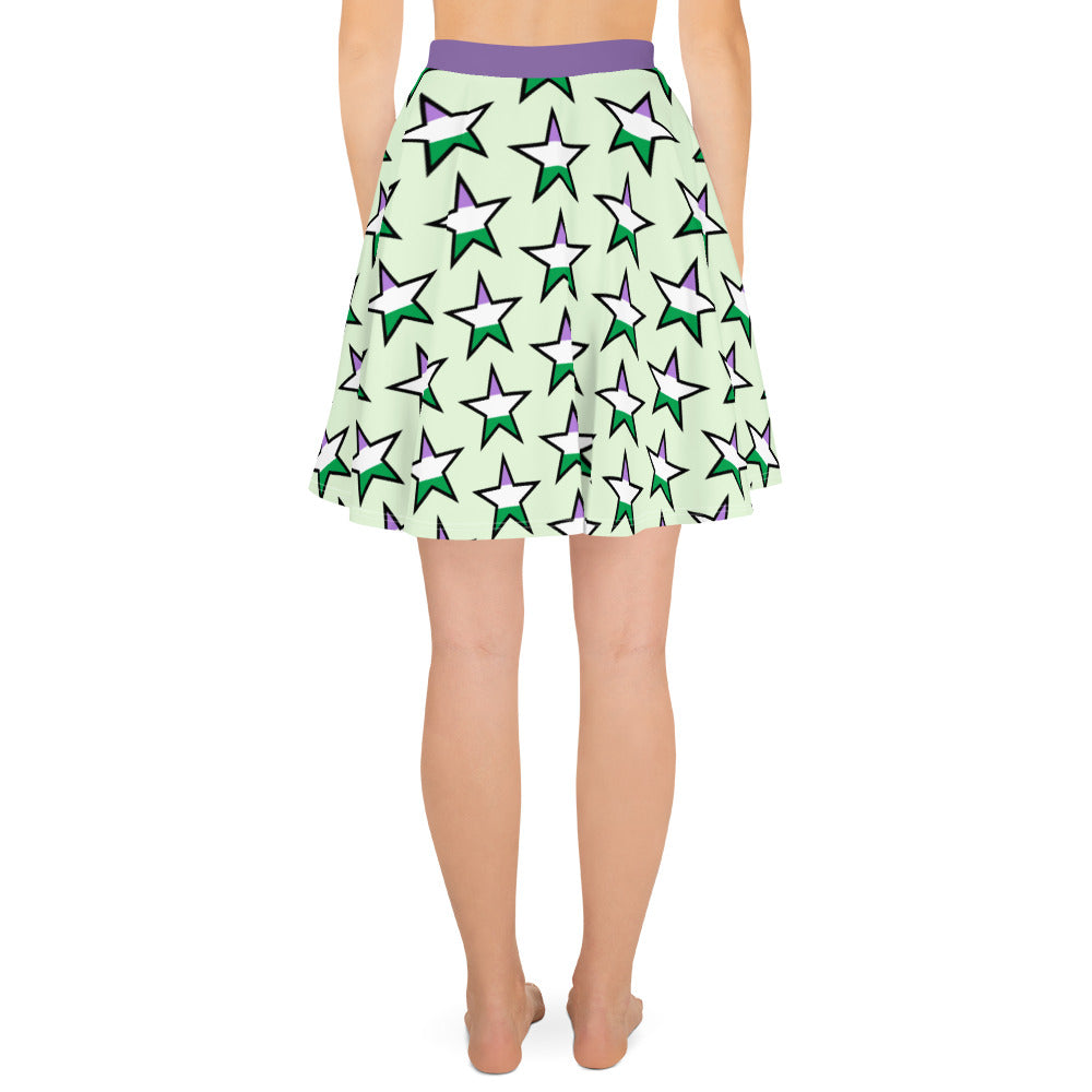 Genderqueer Pride Skater Skirt - Star all-over-print-skater-skirt-white-back-64419fd068a21