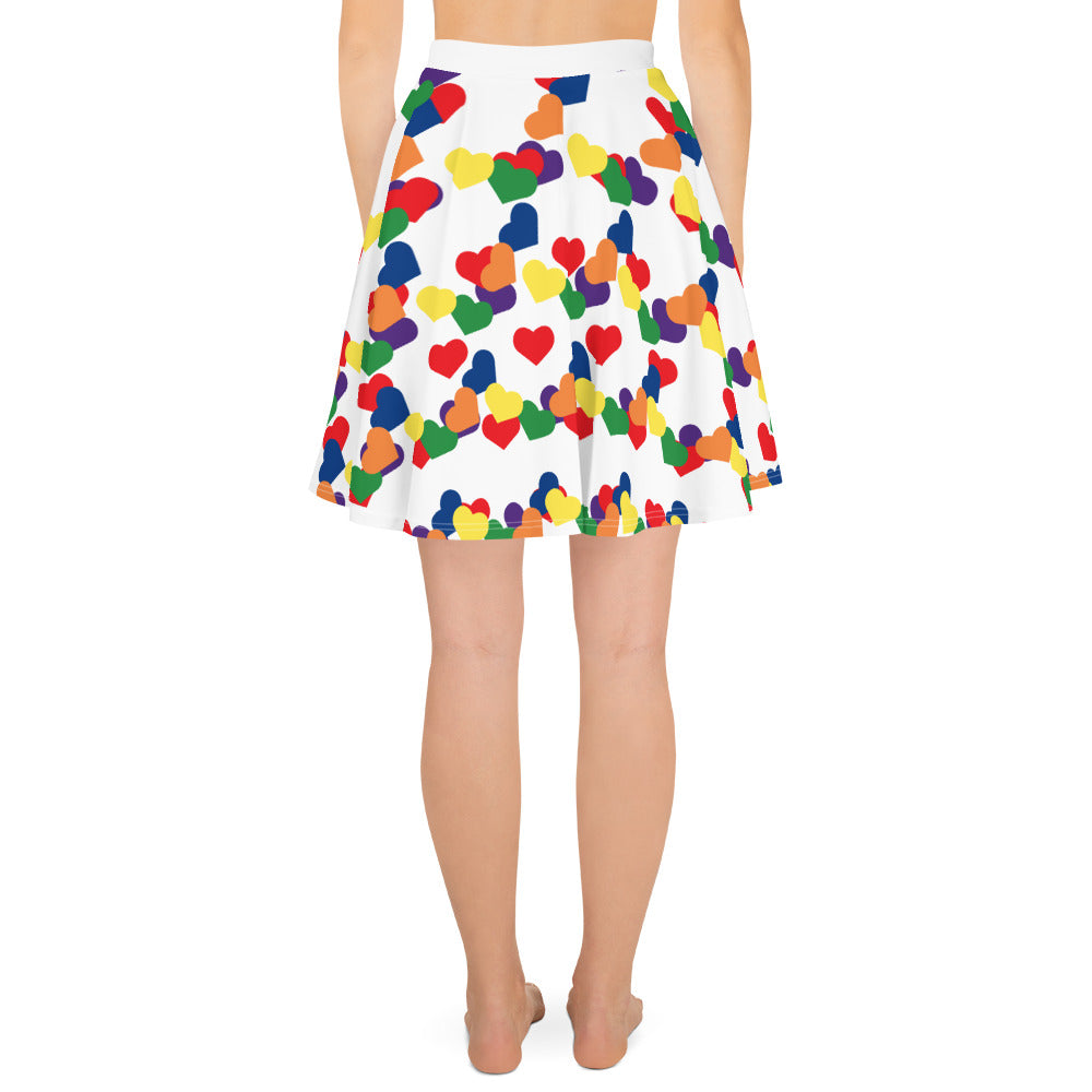 LGBTQ Pride Skater Skirt - White with Rainbow Hearts all-over-print-skater-skirt-white-back-6441a1ba09a94