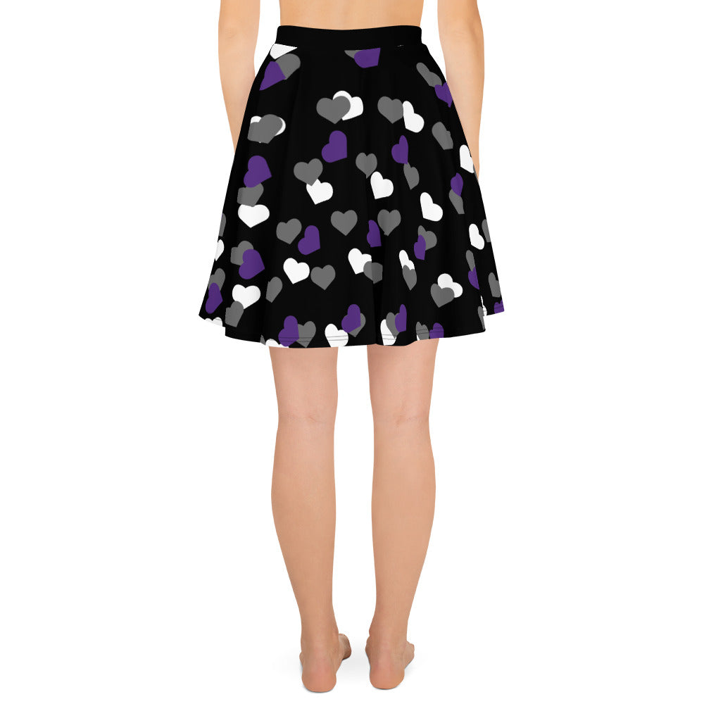 Asexual Ace Pride Skater Skirt with Hearts all-over-print-skater-skirt-white-back-6441a314edc08