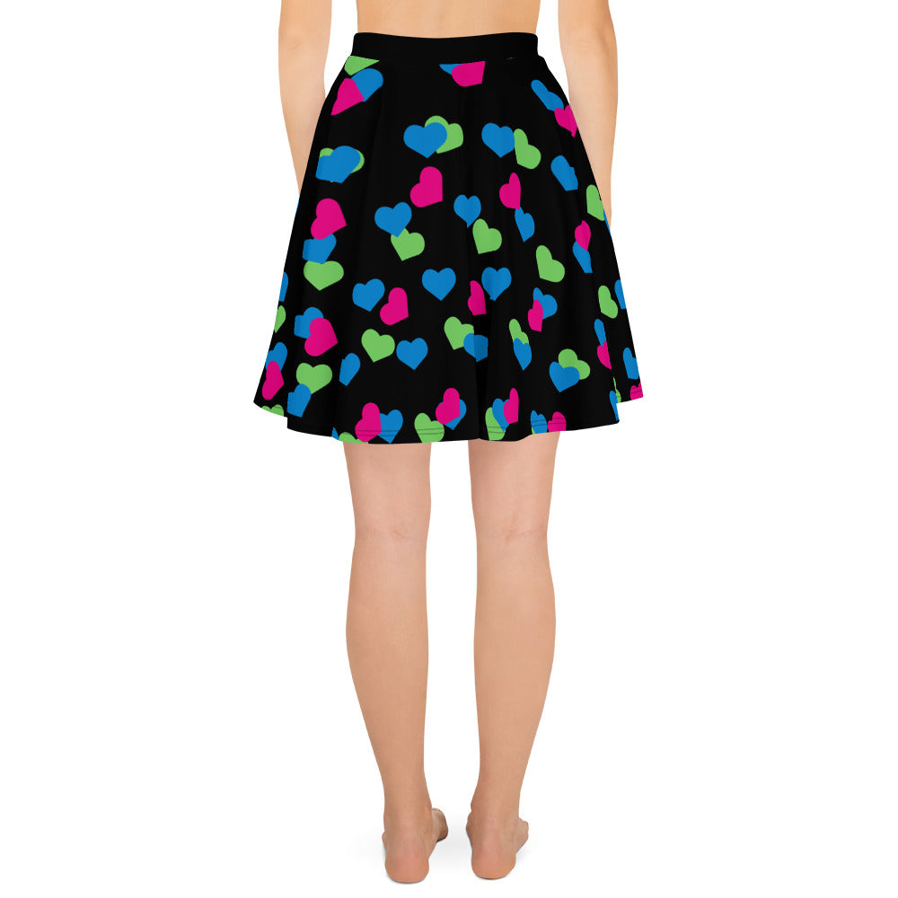 Polysexual Poly Pride Skater Skirt - Hearts all-over-print-skater-skirt-white-back-6441a363d7a82