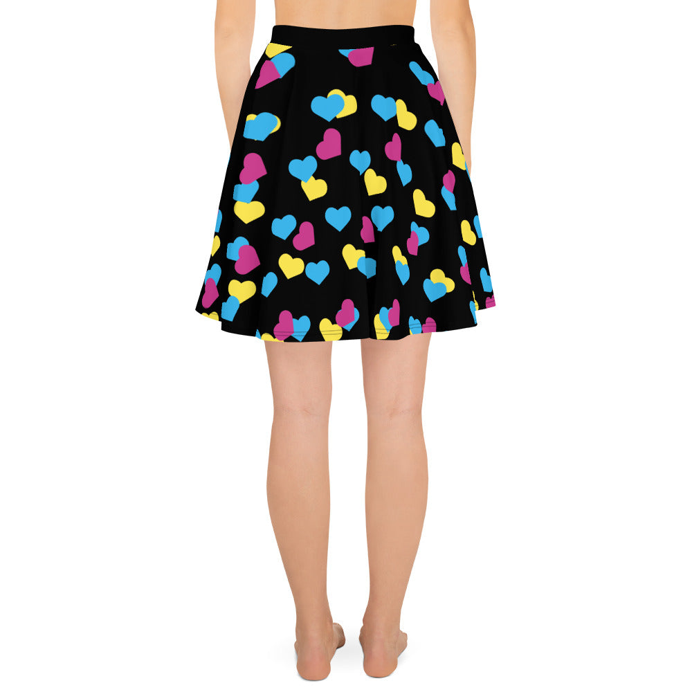 Pansexual Pan Pride Skater Skirt - Hearts all-over-print-skater-skirt-white-back-6441a3a3794fd