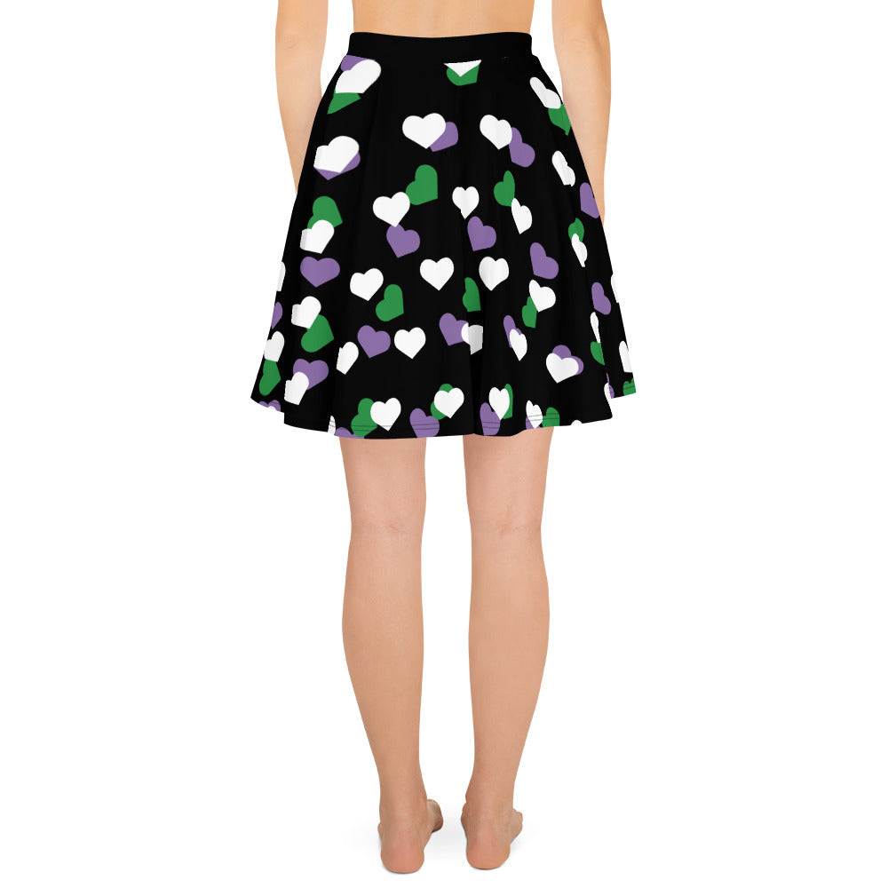 Genderqueer Pride Skater Skirt - Hearts all-over-print-skater-skirt-white-back-6441a405e7333