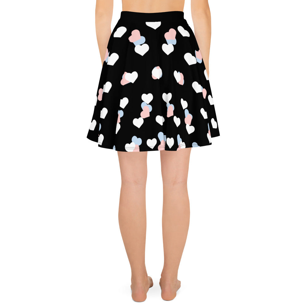 Transgender Trans Pride Skater Skirt - Hearts all-over-print-skater-skirt-white-back-6441a48910d0c