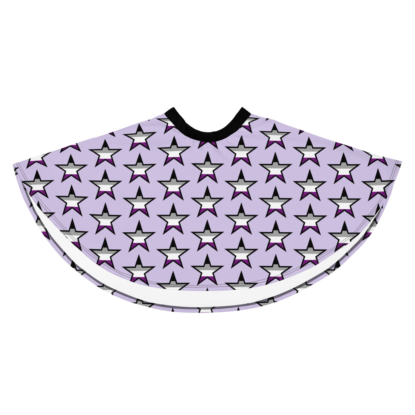 Asexual Ace Pride Skater Skirt with Stars all-over-print-skater-skirt-white-front-64419f0b3ed48