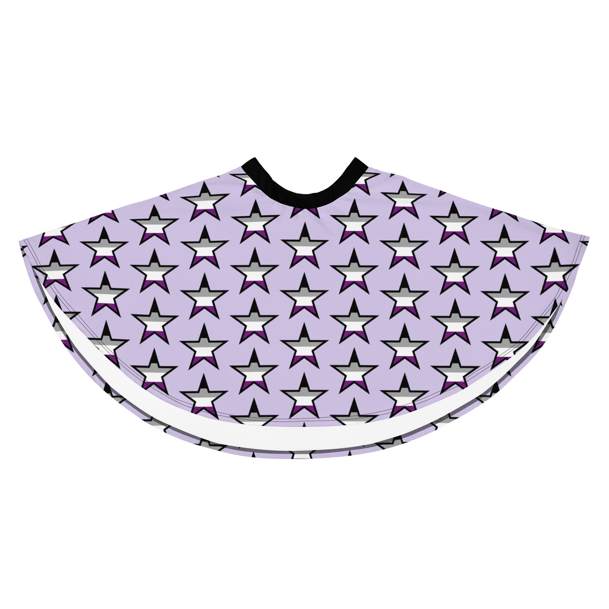 Asexual Ace Pride Skater Skirt with Stars all-over-print-skater-skirt-white-front-64419f0b3ed48