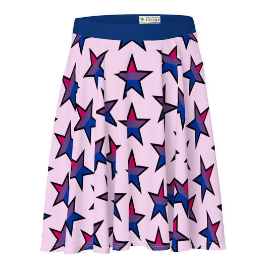 Bisexual Bi Pride Skater Skirt Star Pink Bisexual all-over-print-skater-skirt-white-front-64419f49e80c6