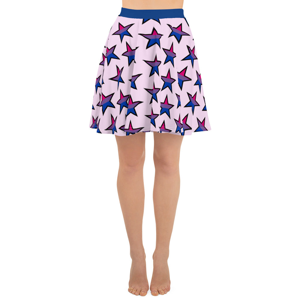 Bisexual Bi Pride Skater Skirt Star all-over-print-skater-skirt-white-front-64419f49e8db1