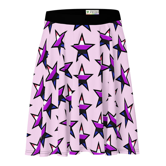 Genderfluid Pride Skater Skirt - Star Pink Genderfluid all-over-print-skater-skirt-white-front-64419f89e08e6