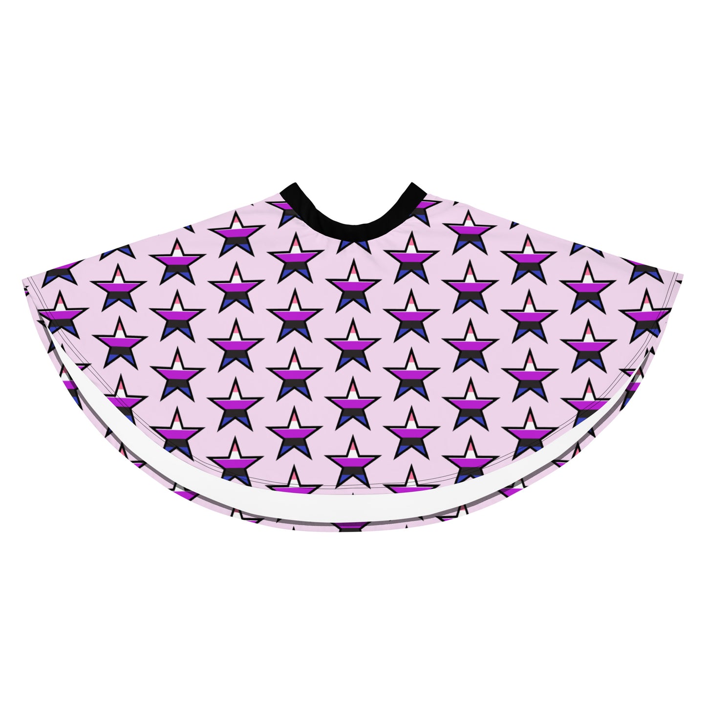 Genderfluid Pride Skater Skirt - Star all-over-print-skater-skirt-white-front-64419f89e1763