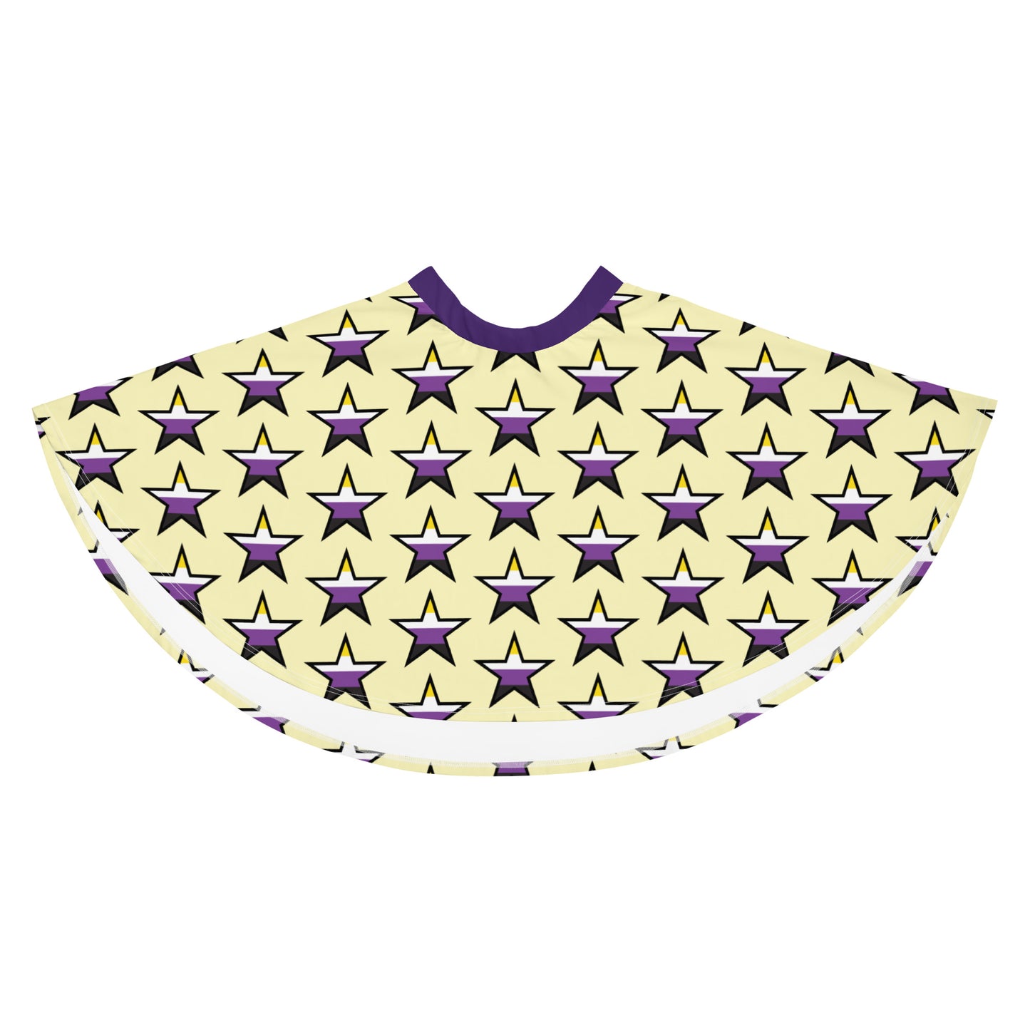 Nonbinary Enby Pride Skater Skirt - Star all-over-print-skater-skirt-white-front-6441a04ae2216