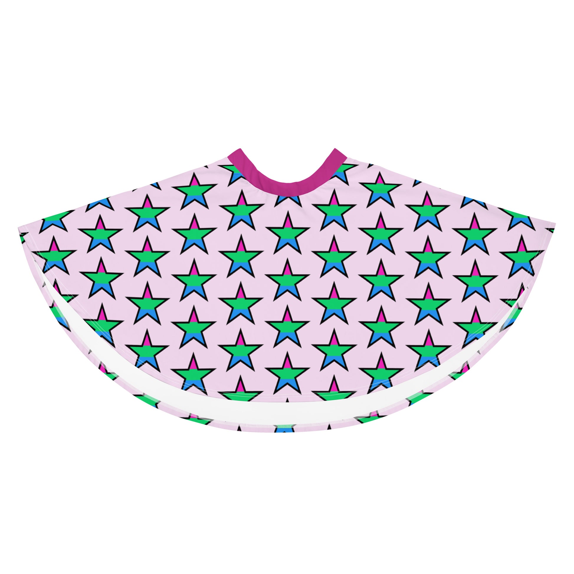 Polysexual Poly Pride Skater Skirt - Star all-over-print-skater-skirt-white-front-6441a0c12b1ad