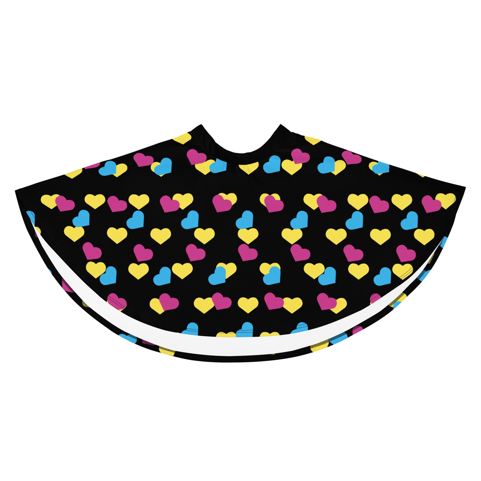 Pansexual Pan Pride Skater Skirt - Hearts all-over-print-skater-skirt-white-front-6441a3a3793e1