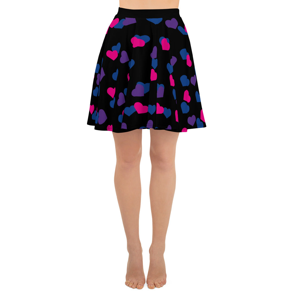 Bisexual Bi Pride Skater Skirt with Hearts all-over-print-skater-skirt-white-front-6441a448b6fea