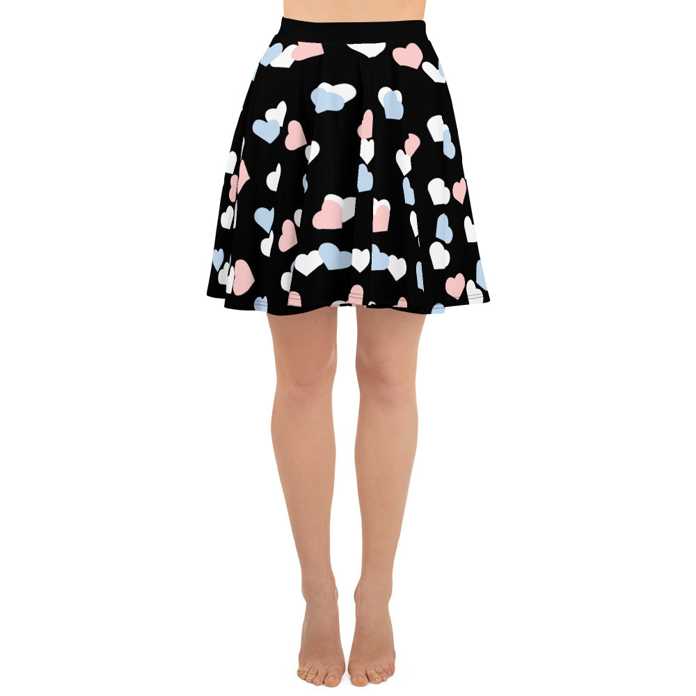 Transgender Trans Pride Skater Skirt - Hearts all-over-print-skater-skirt-white-front-6441a48910c9c