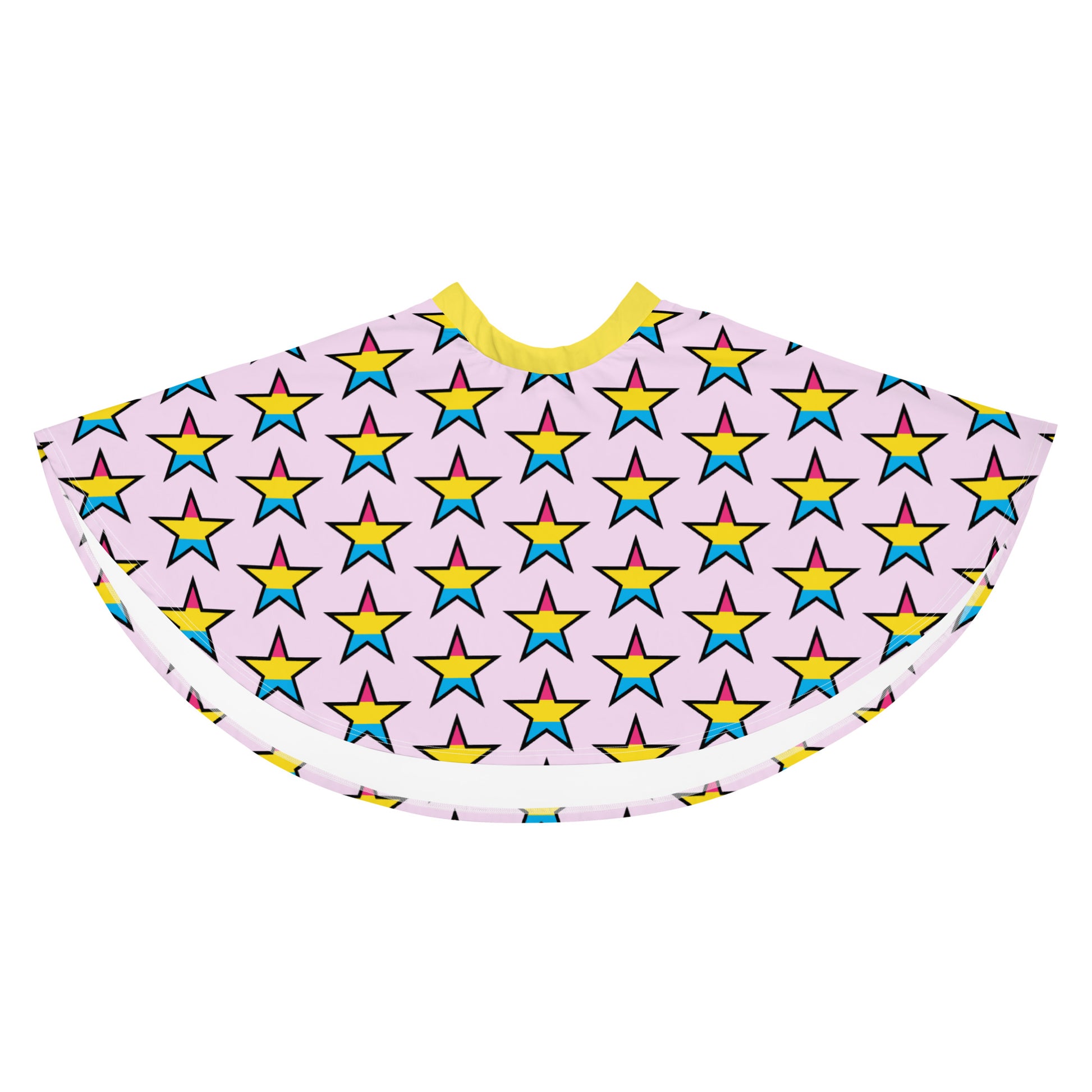 Pansexual Pan Pride Skater Skirt - Star in Pink all-over-print-skater-skirt-white-front-6441ca03adcb5