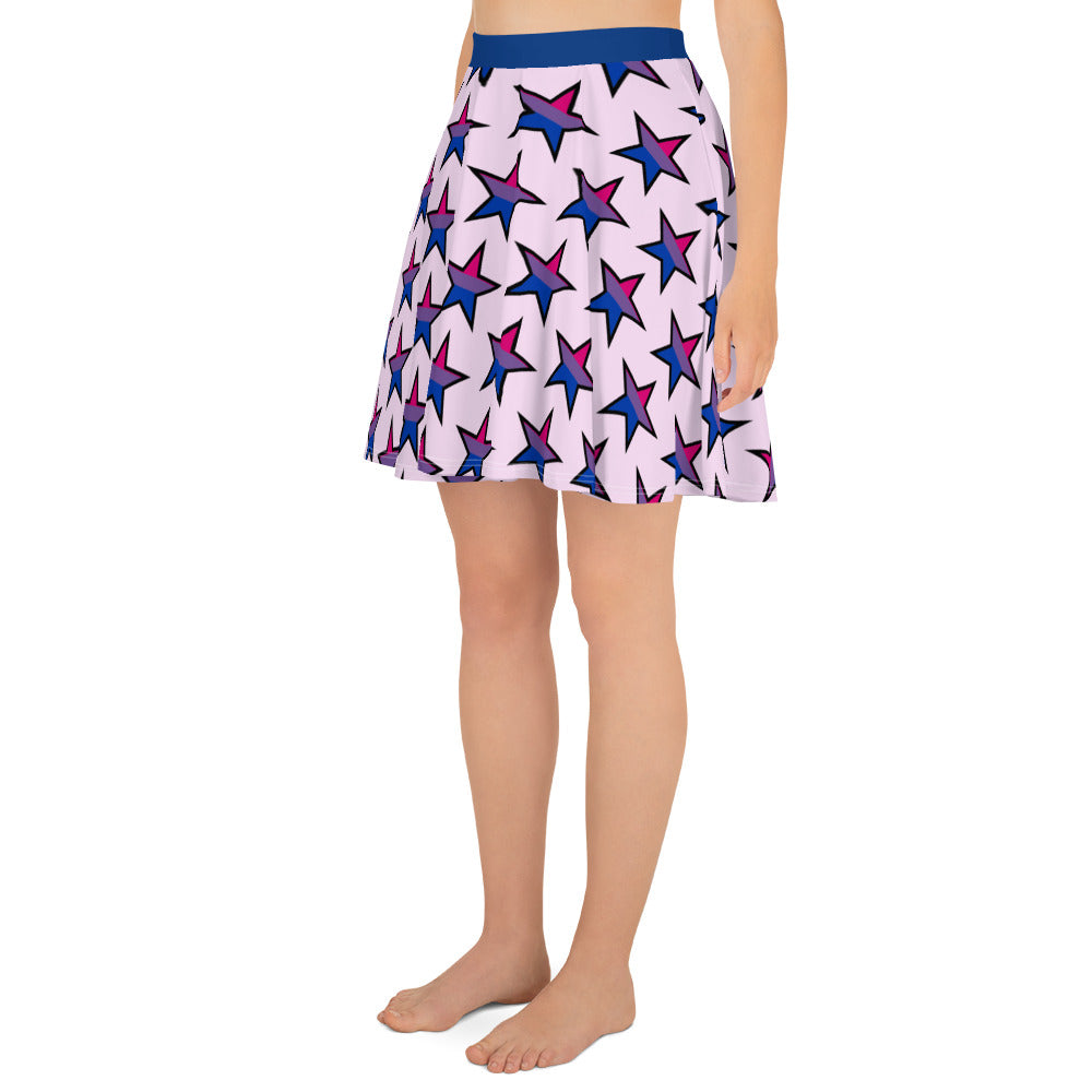 Bisexual Bi Pride Skater Skirt Star all-over-print-skater-skirt-white-left-64419f49e8f5a