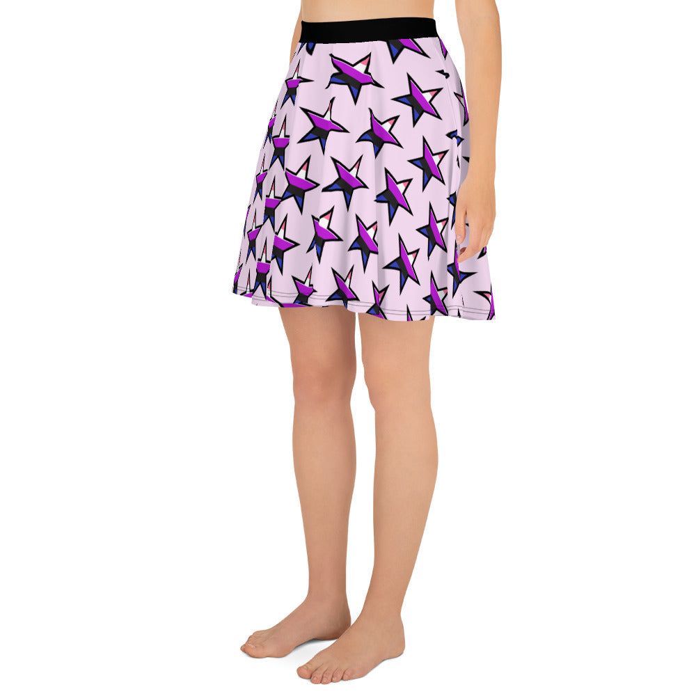 Genderfluid Pride Skater Skirt - Star all-over-print-skater-skirt-white-left-64419f89e1aad