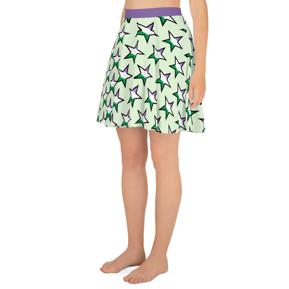 Genderqueer Pride Skater Skirt - Star all-over-print-skater-skirt-white-left-64419fd068afa