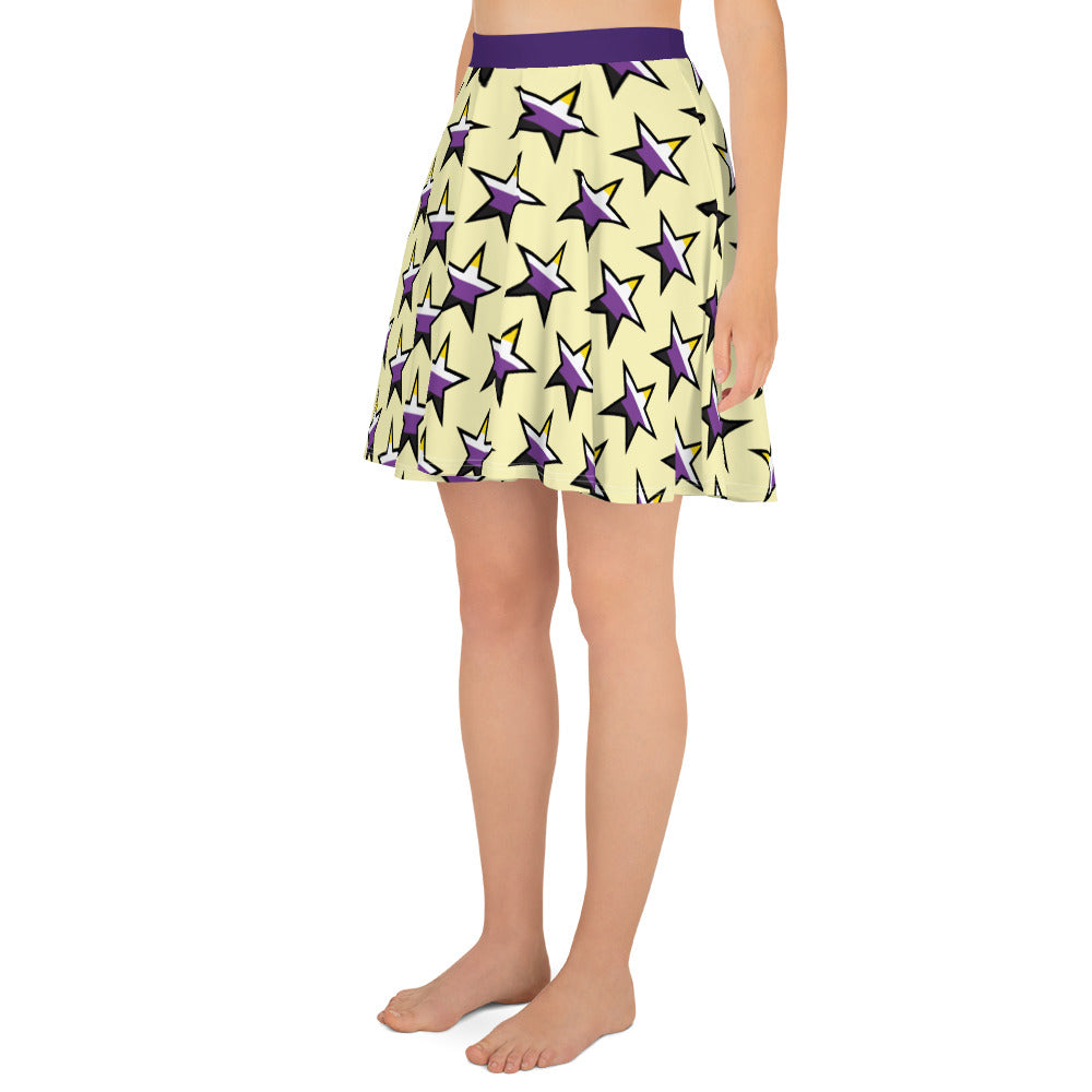 Nonbinary Enby Pride Skater Skirt - Star all-over-print-skater-skirt-white-left-6441a04ae2406