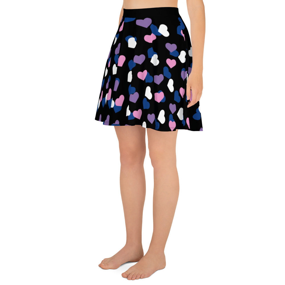 Genderfluid Pride Skater Skirt - Hearts all-over-print-skater-skirt-white-left-6441a28a932c8